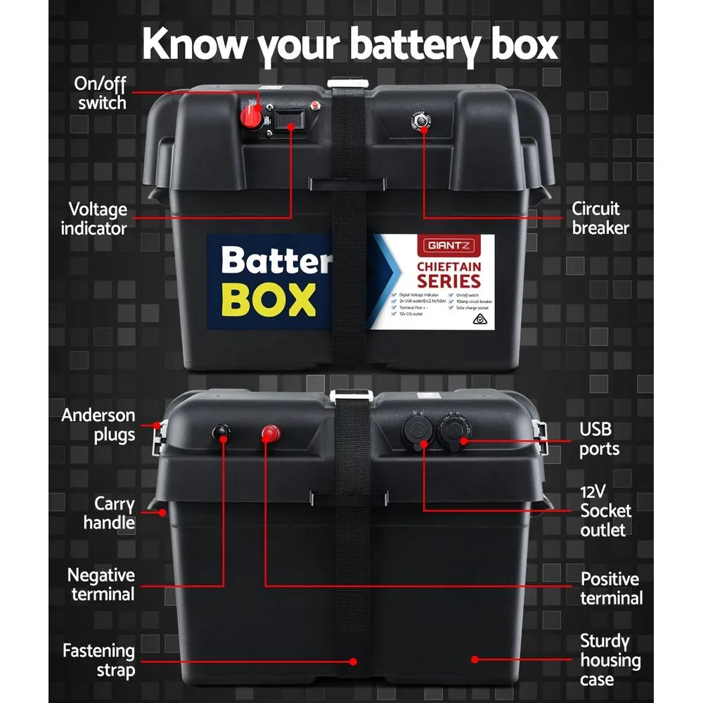 Battery Box Universal Large with USB Cigarette and Anderson Plugs