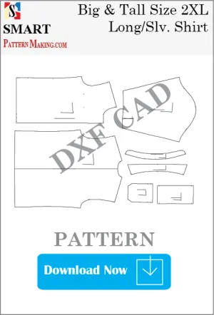 Big and Tall Long Sleeve Shirt Downloadable DXF/CAD Pattern