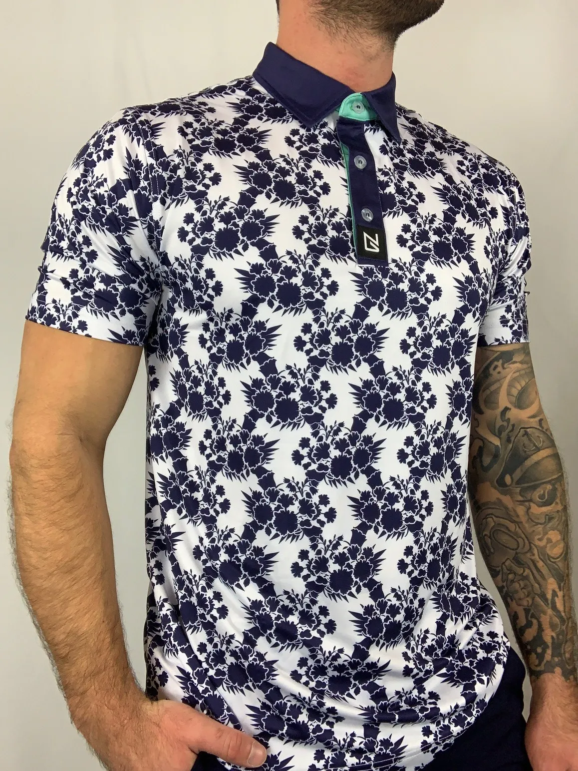 Blue Floral Polo