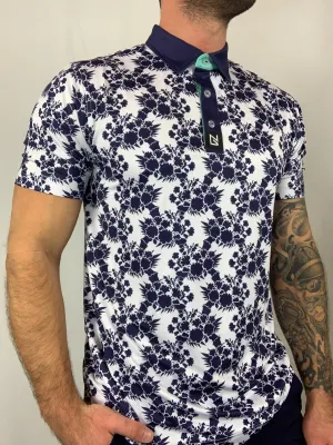 Blue Floral Polo