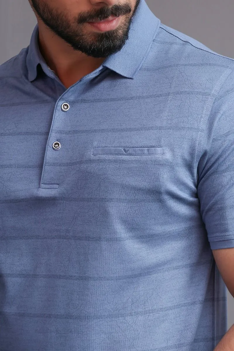BLUE PIQUE POLO