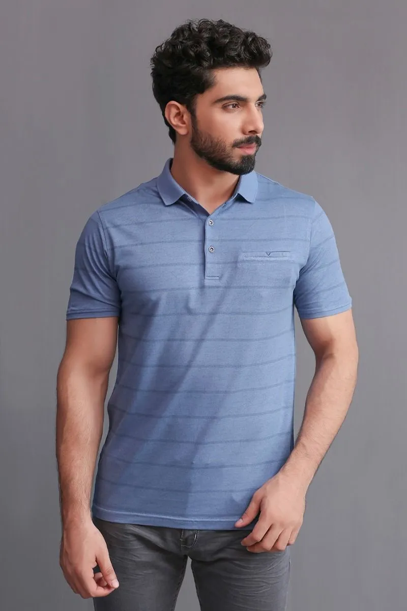 BLUE PIQUE POLO