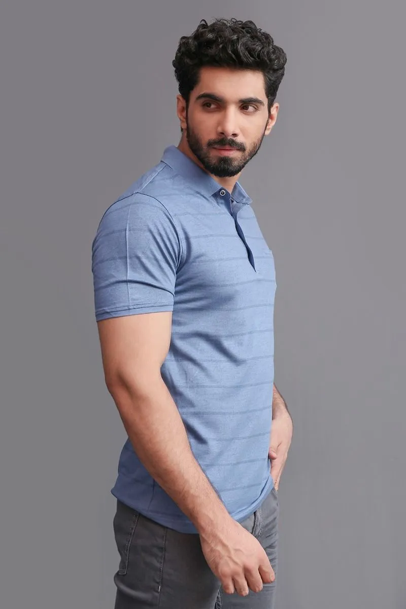 BLUE PIQUE POLO