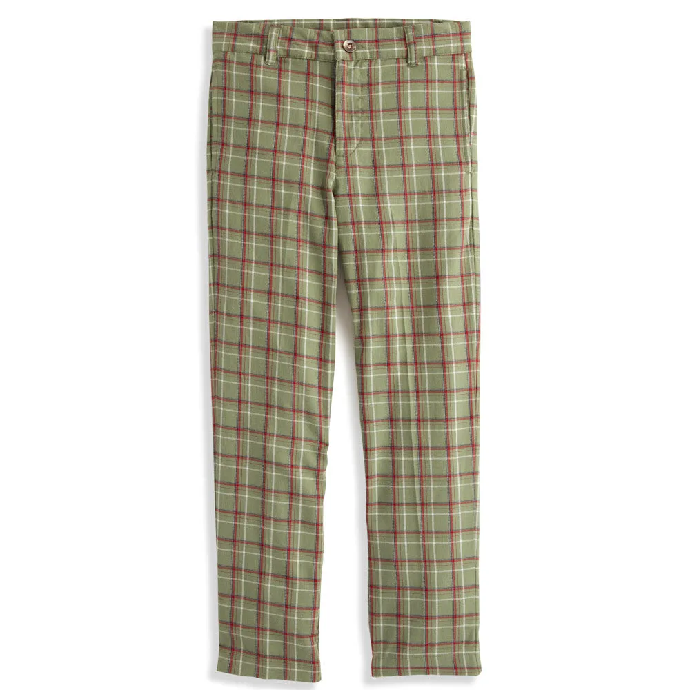 Boy's Plaid Slim Pant -- Hunter Plaid