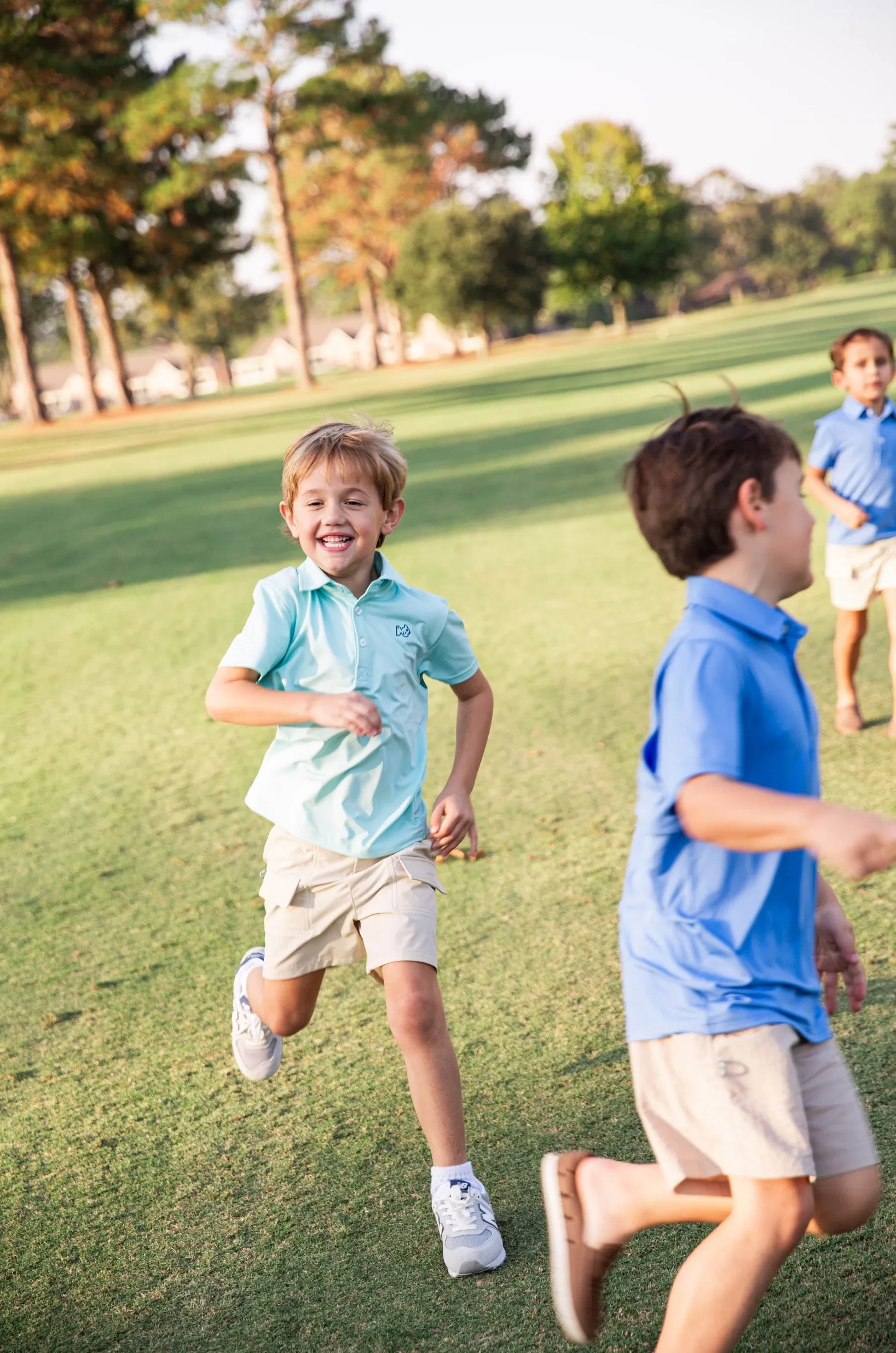 Boys Short Sleeve Pro Performance Polo in Marina Blue