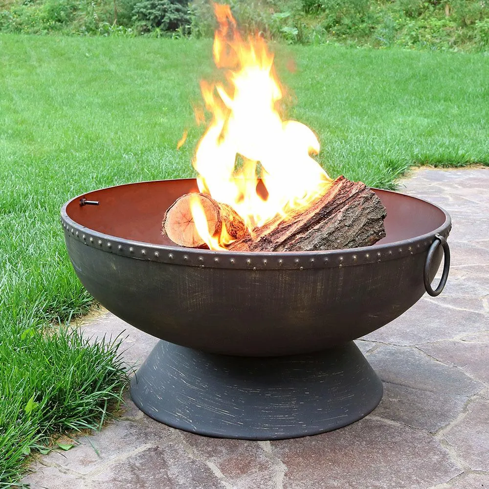 Brand new in box! Sunny Daze 30 in. x 24 in. Round Bronze Steel Wood Burning Fire Bowl with Handles and Spark Screen, Retails $328 W/Tax!