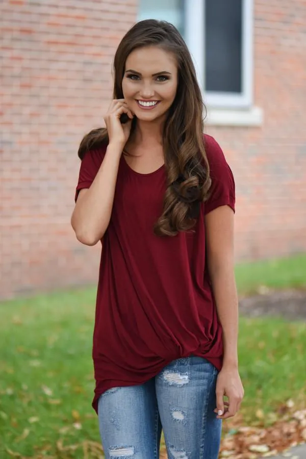 Burgundy Knot Top