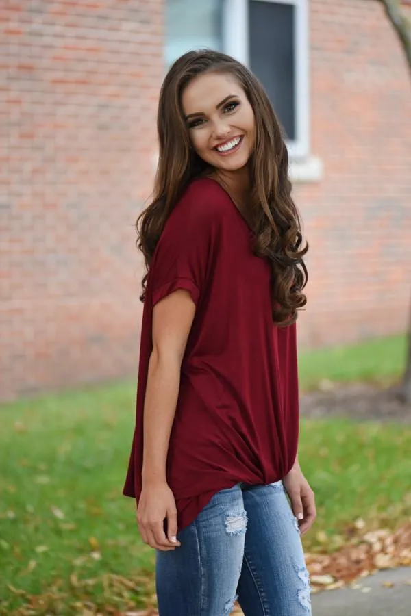 Burgundy Knot Top