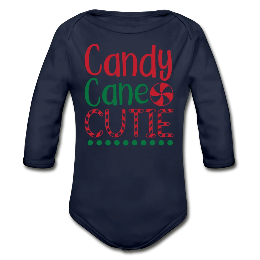 Candy Cane Cutie Organic Long Sleeve Baby Bodysuit