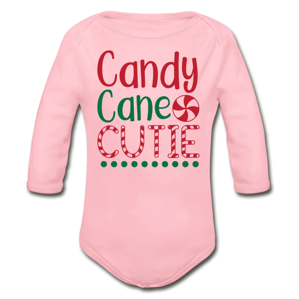 Candy Cane Cutie Organic Long Sleeve Baby Bodysuit