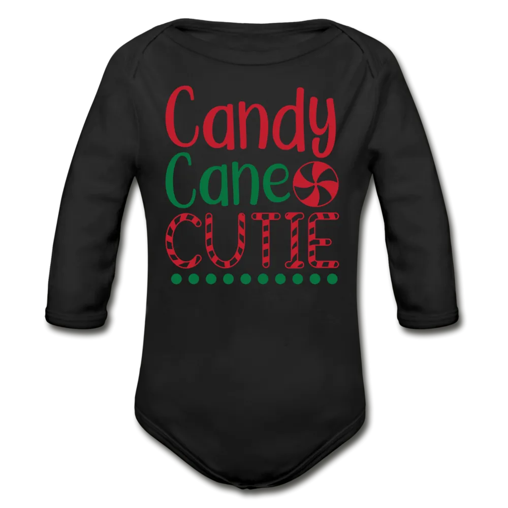 Candy Cane Cutie Organic Long Sleeve Baby Bodysuit