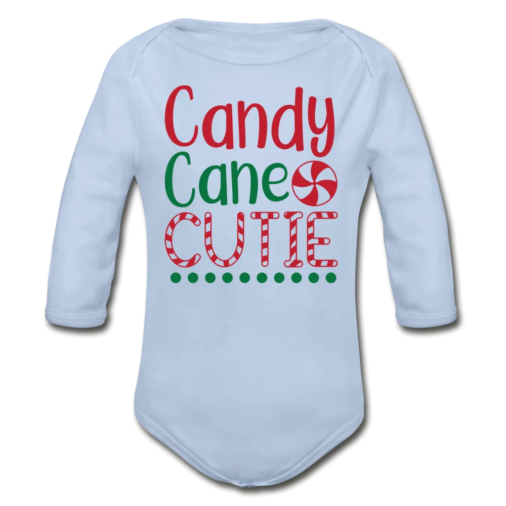 Candy Cane Cutie Organic Long Sleeve Baby Bodysuit