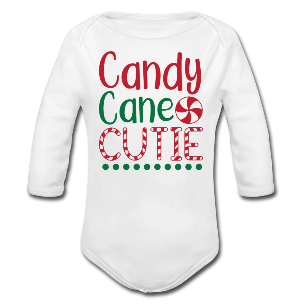 Candy Cane Cutie Organic Long Sleeve Baby Bodysuit