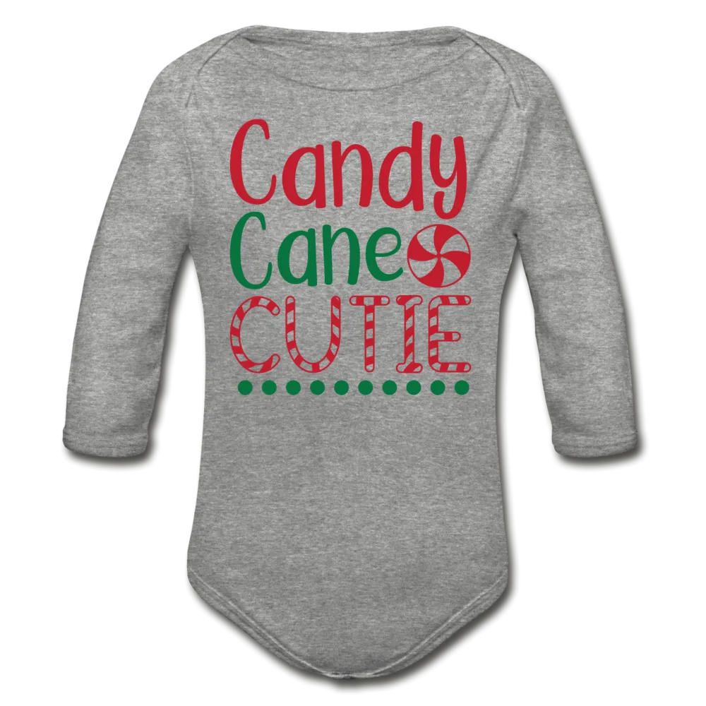 Candy Cane Cutie Organic Long Sleeve Baby Bodysuit