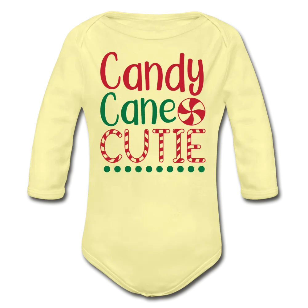 Candy Cane Cutie Organic Long Sleeve Baby Bodysuit