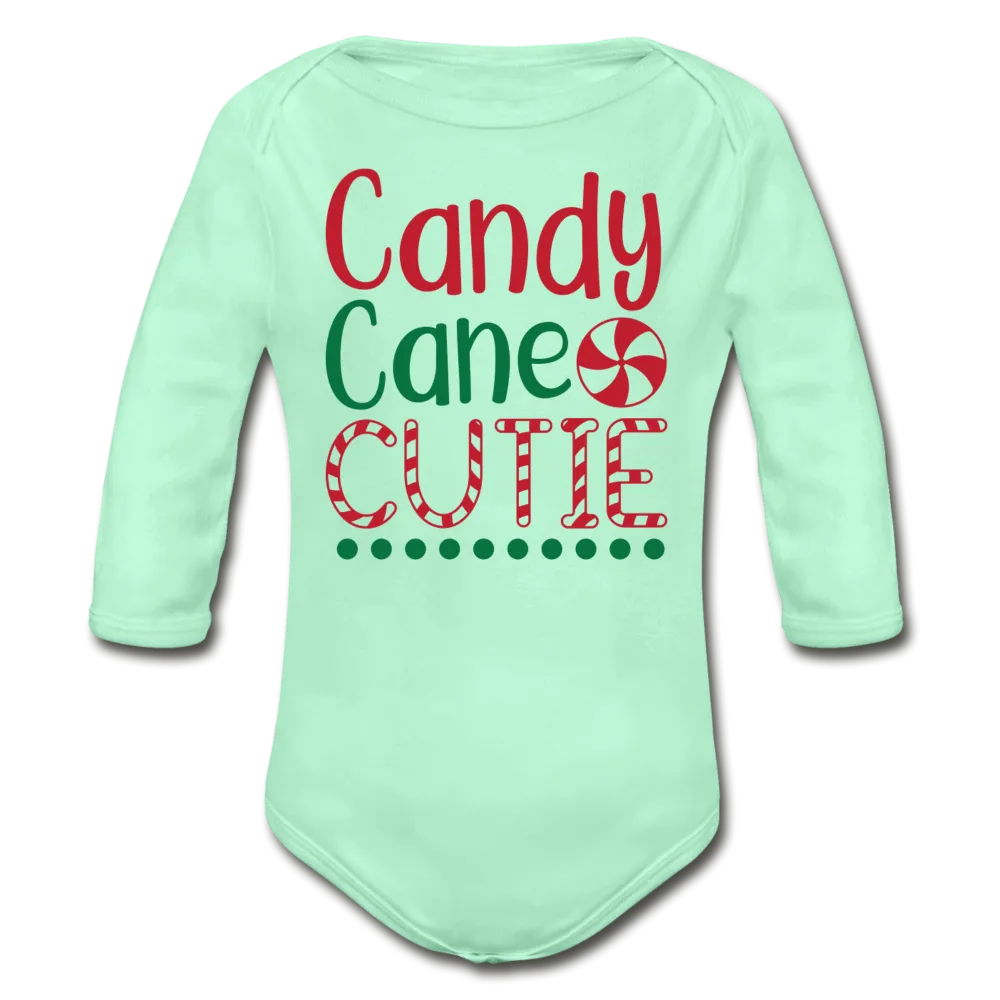 Candy Cane Cutie Organic Long Sleeve Baby Bodysuit