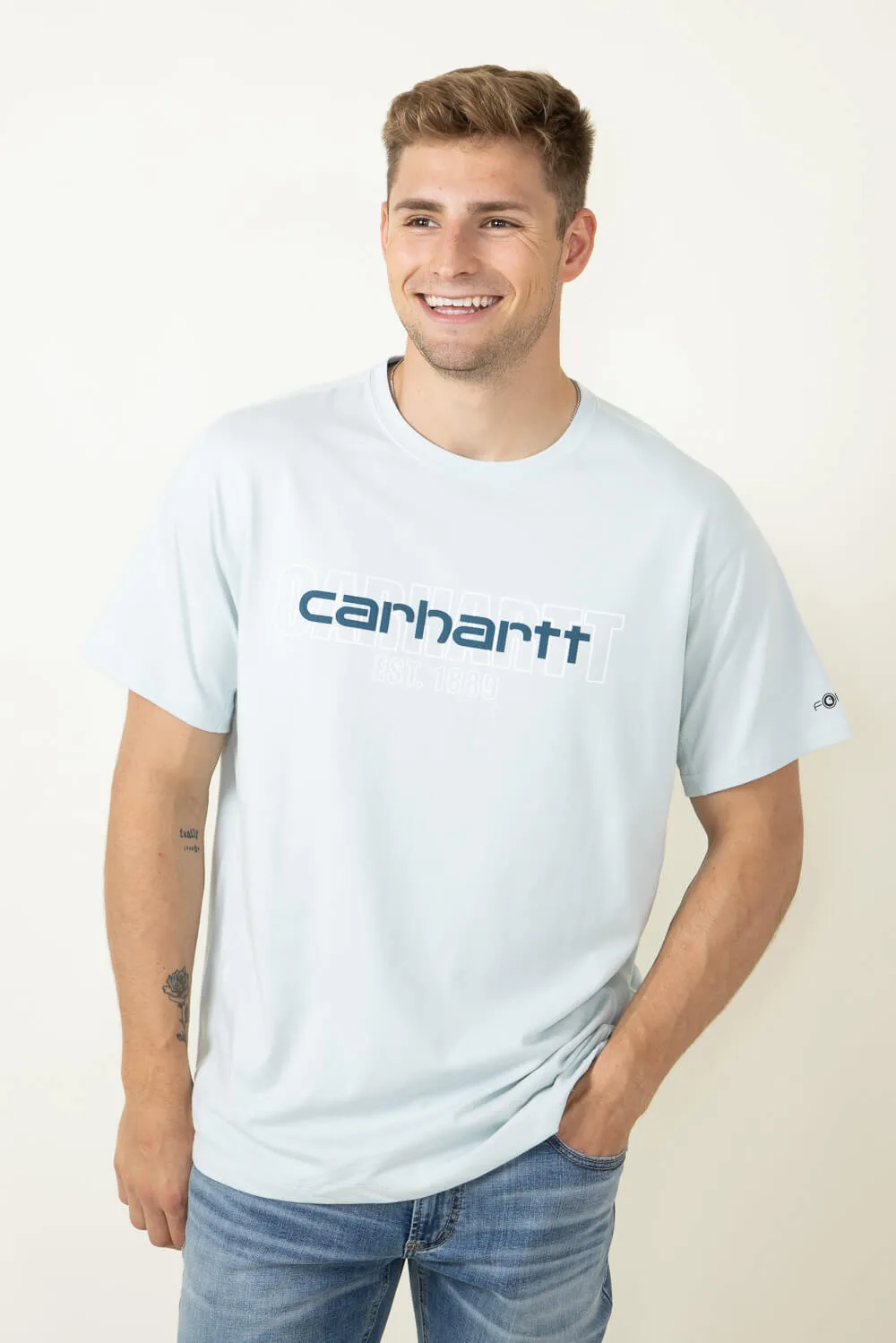 Carhartt Force Graphic T-Shirt for Men in Light Blue | 106653-E73-DEWDROP