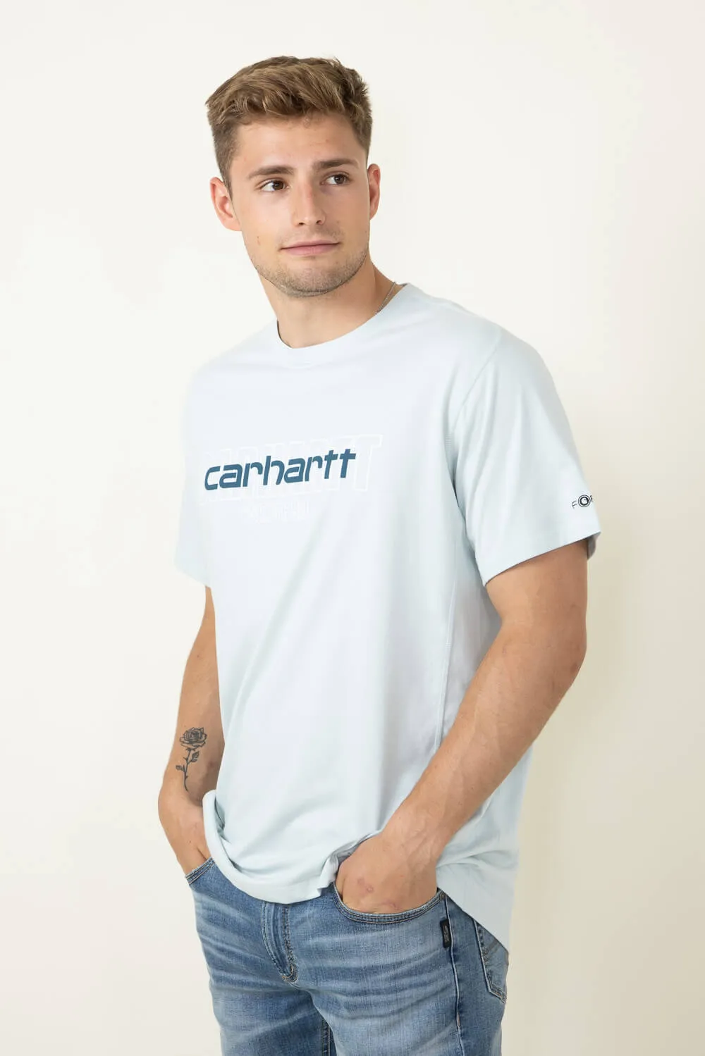 Carhartt Force Graphic T-Shirt for Men in Light Blue | 106653-E73-DEWDROP