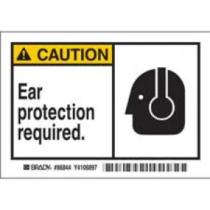 CAUTION Ear protection required. Labels