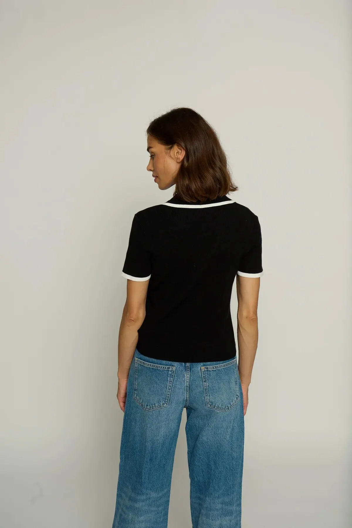 CENTRAL PARK WEST-Ribbed Polo With Tipping Black