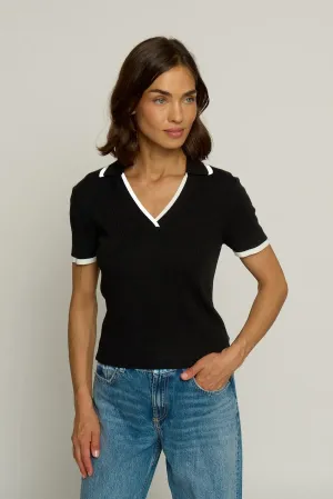 CENTRAL PARK WEST-Ribbed Polo With Tipping Black