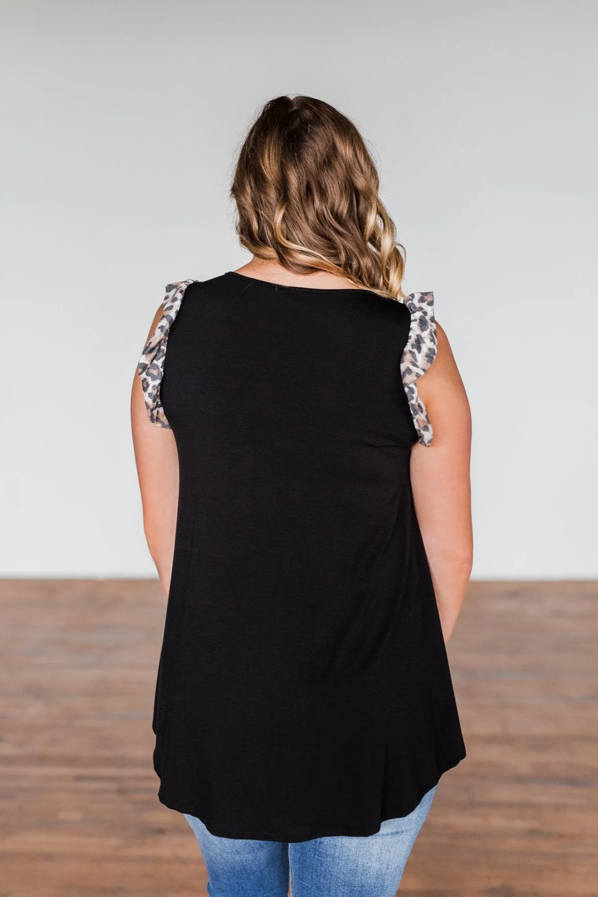 Chase That Feeling Ruffle Sleeve Top- Black