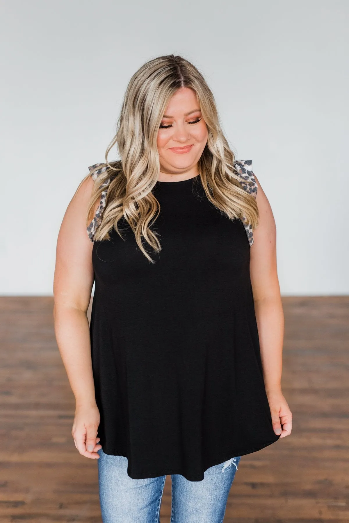 Chase That Feeling Ruffle Sleeve Top- Black