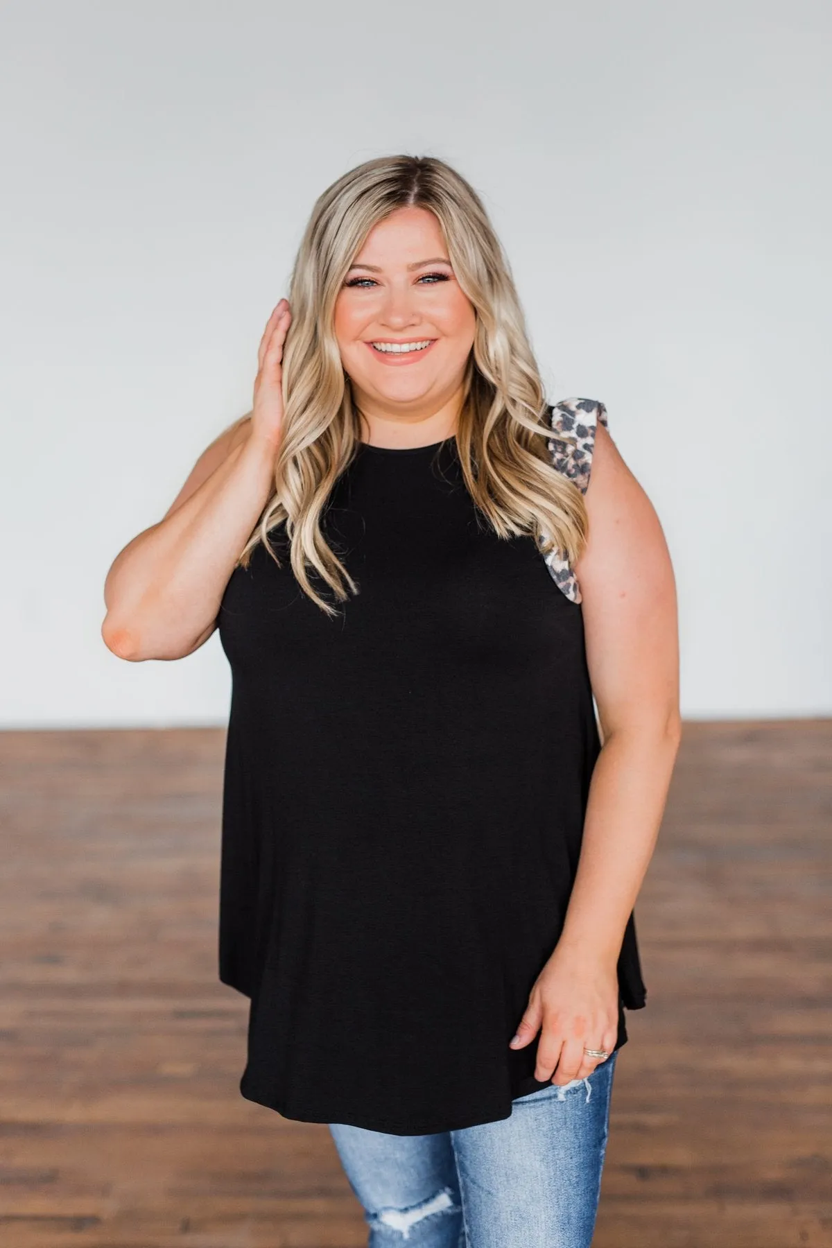 Chase That Feeling Ruffle Sleeve Top- Black