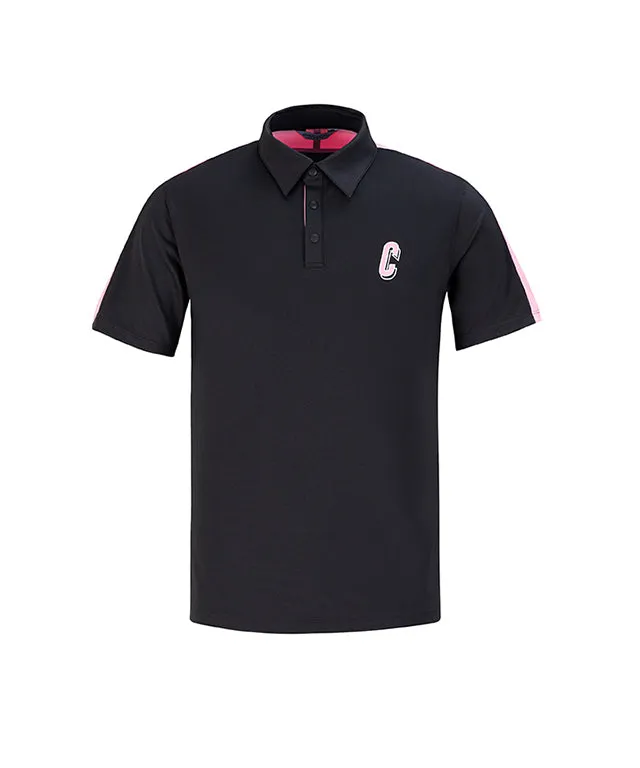 CHUCUCHU Men's Color Matching Point Collar T-shirt Charcoal