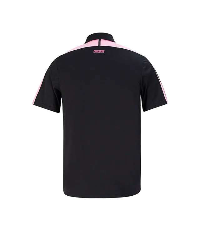 CHUCUCHU Men's Color Matching Point Collar T-shirt Charcoal