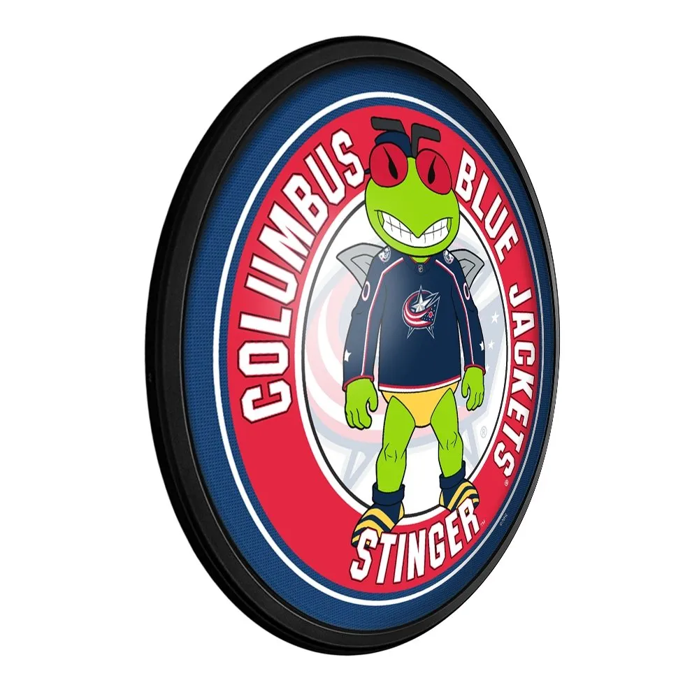 Columbus Blue Jackets: Stinger - Round Slimline Lighted Wall Sign