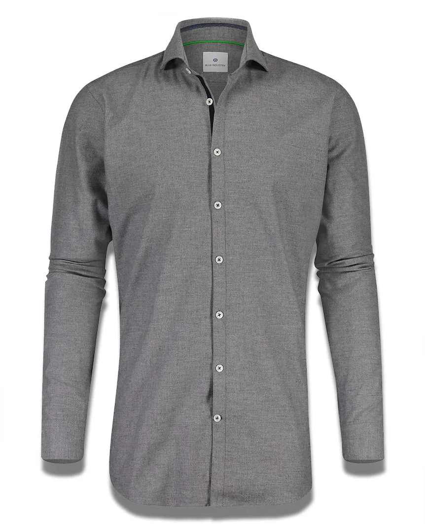 Comfort Twill Grey Long Sleeve Buttondown Shirt