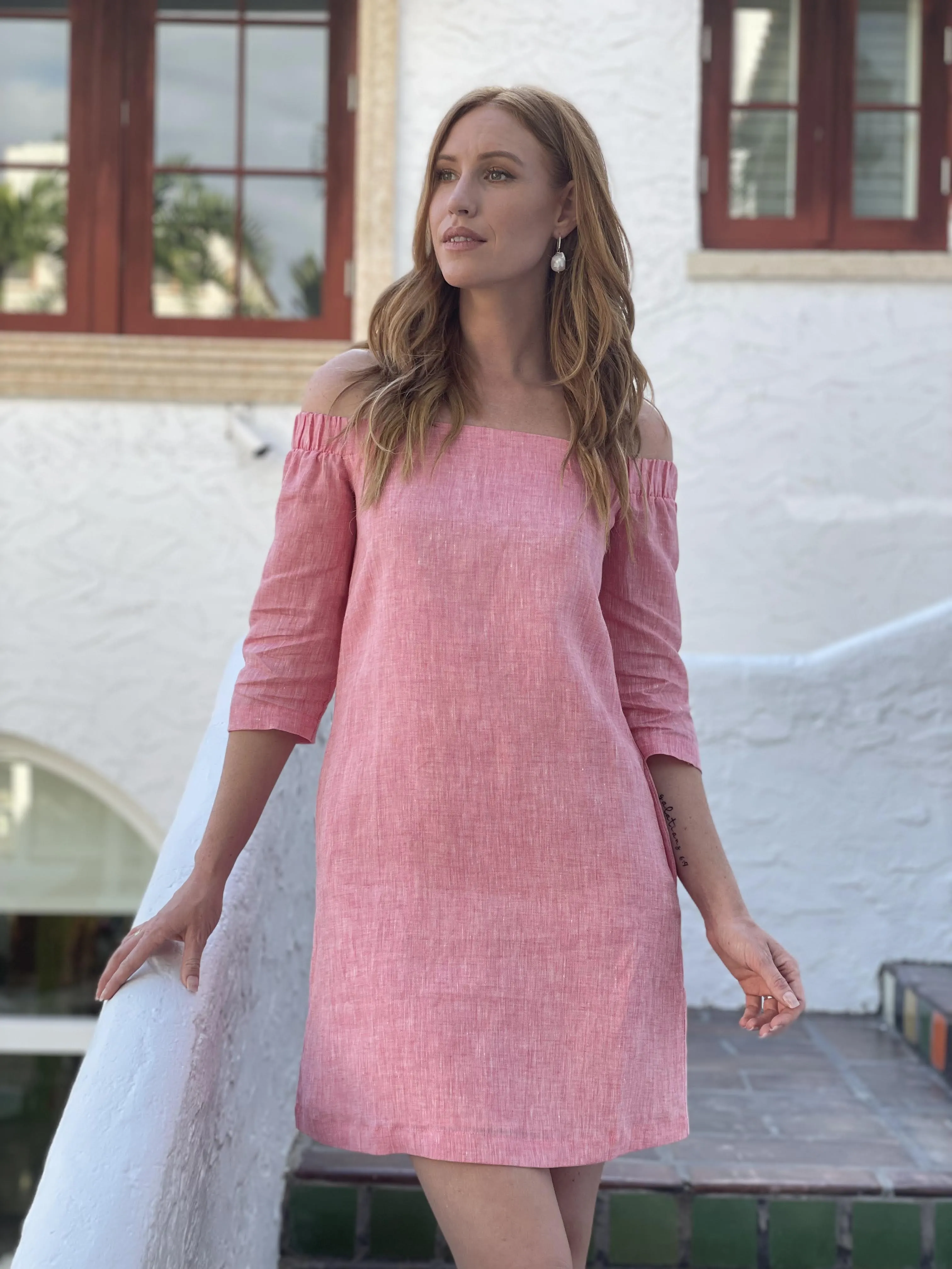 Coral Off the Shoulder Dress