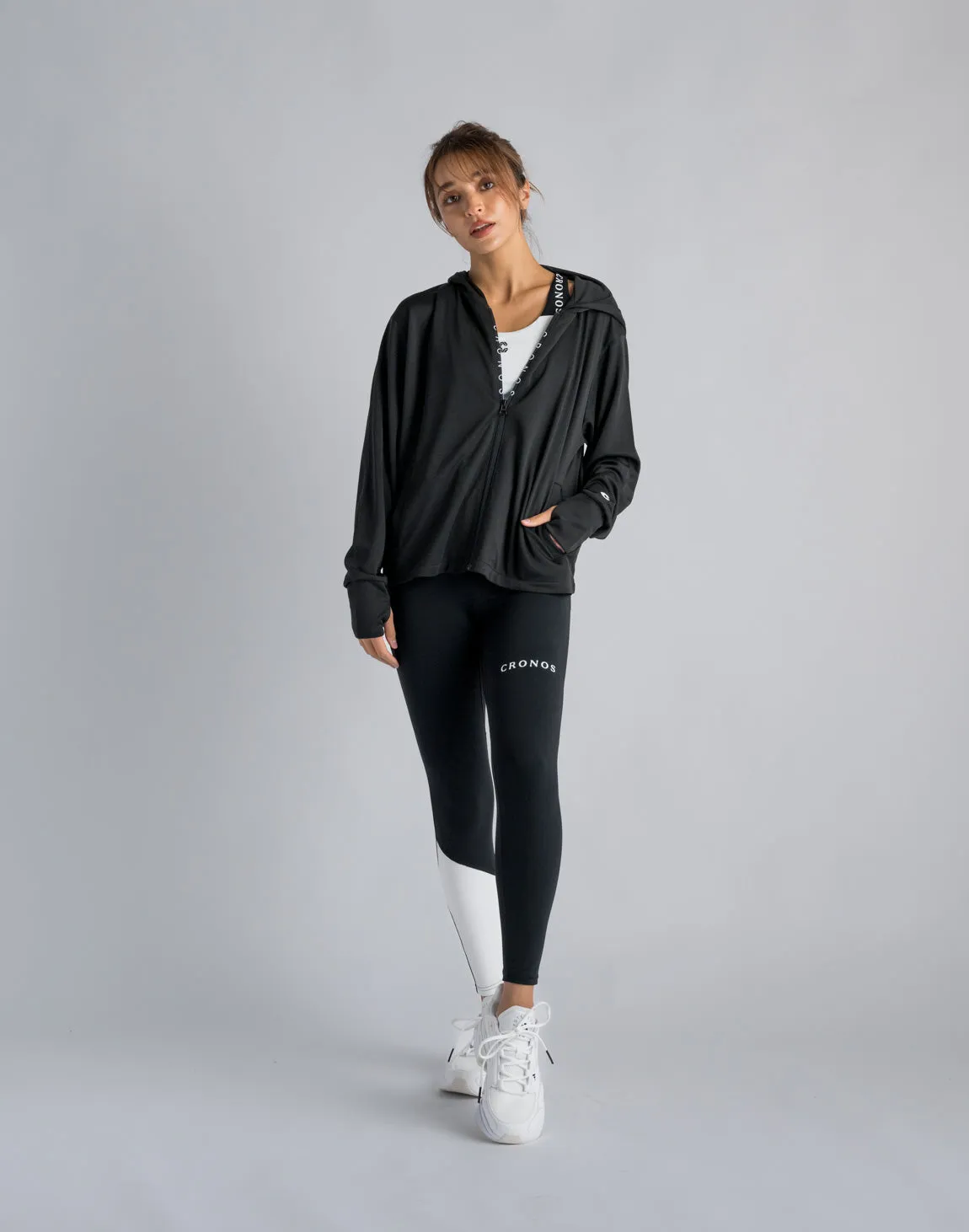 CRONOS WOMEN OUTDOOR UV CUT HOODIE【BLACK】