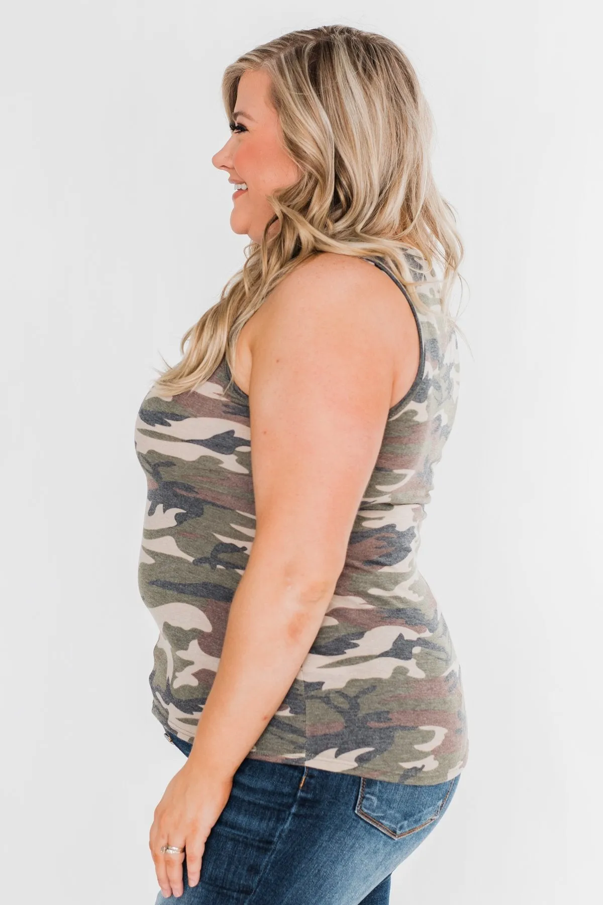 Curious About You Zipper Tank Top- Camo