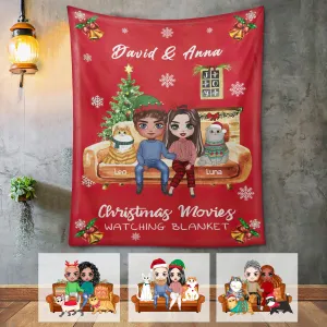 Custom Blanket For Couples/Pet Lovers - Christmas Gift with Personalized Name/Dad/Mom - You Me and Pets