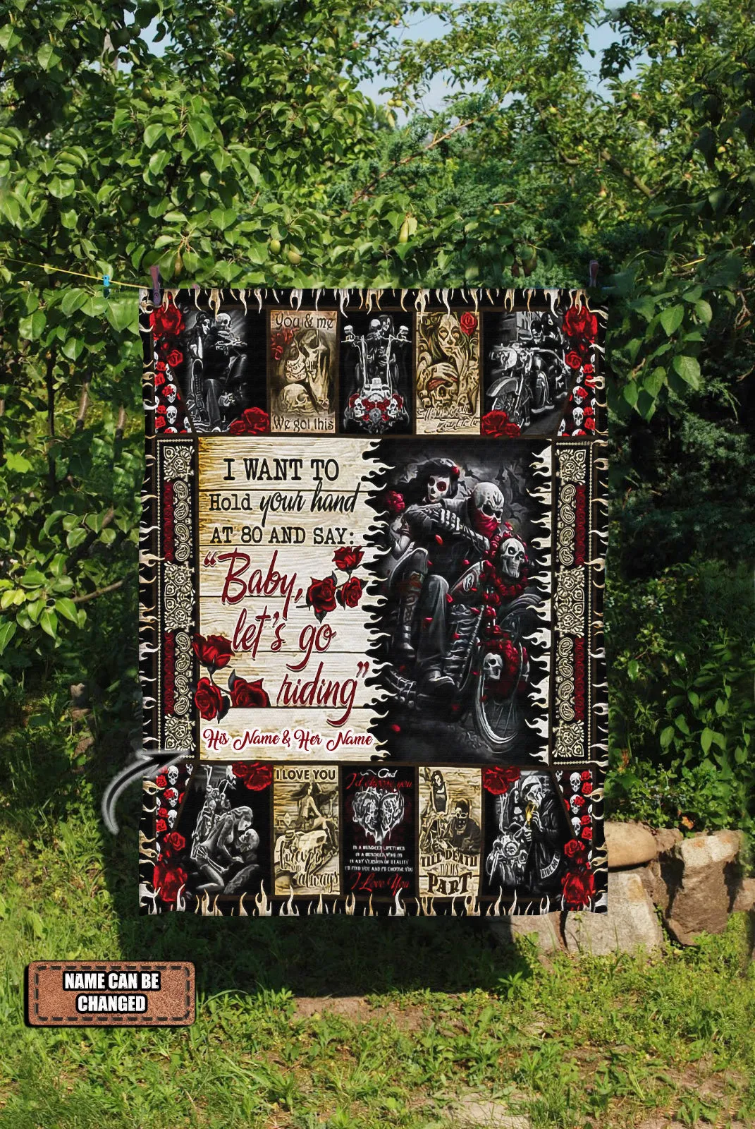 Custom Fleece Blanket - Couple Biker