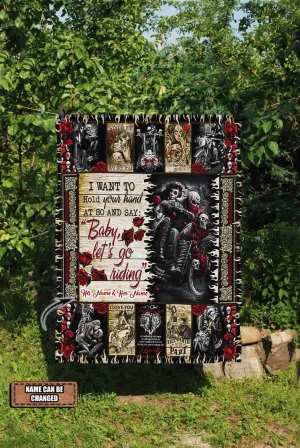 Custom Fleece Blanket - Couple Biker