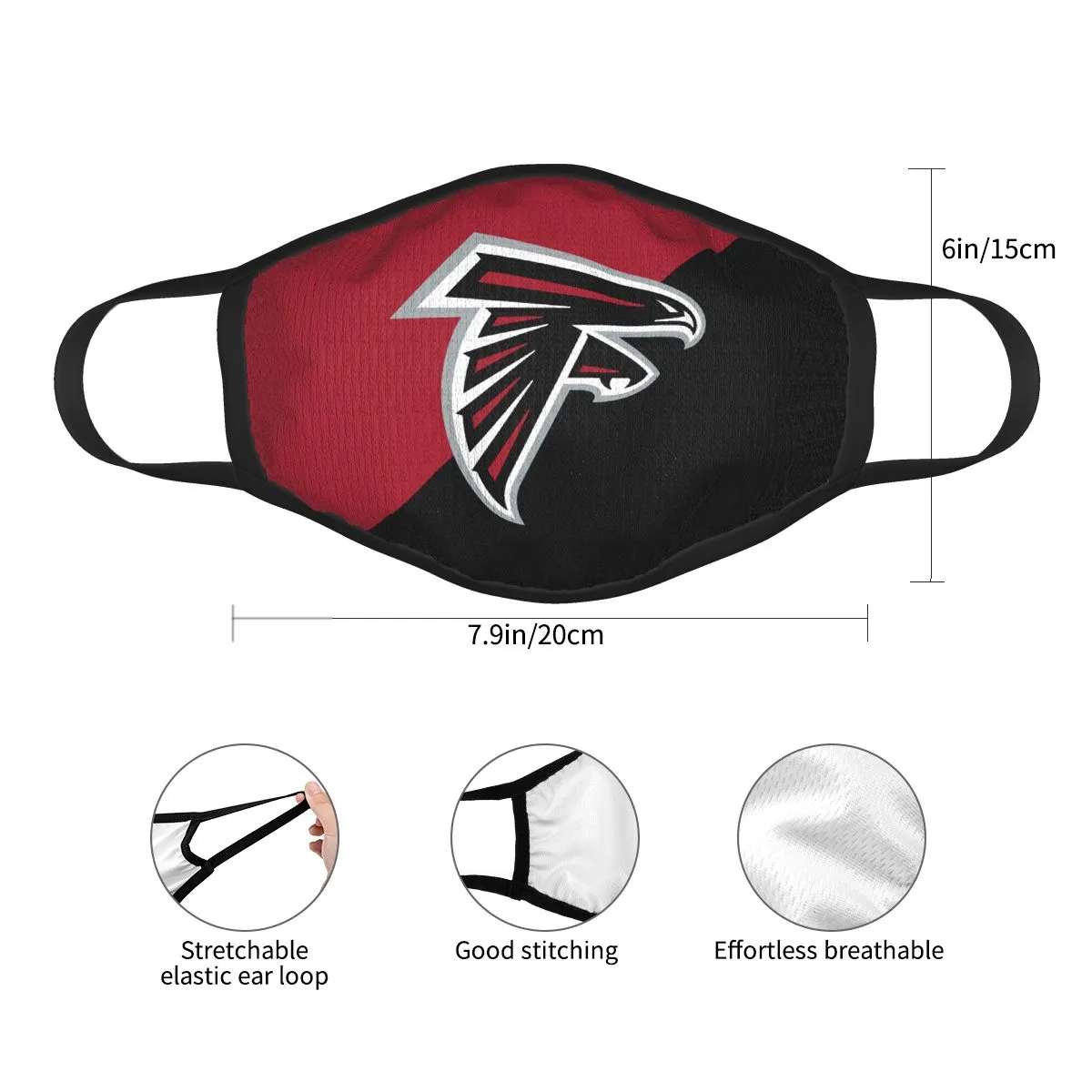 Custom Football Personalized Atlanta Falcons Dust Face Mask With Filters PM 2.5
