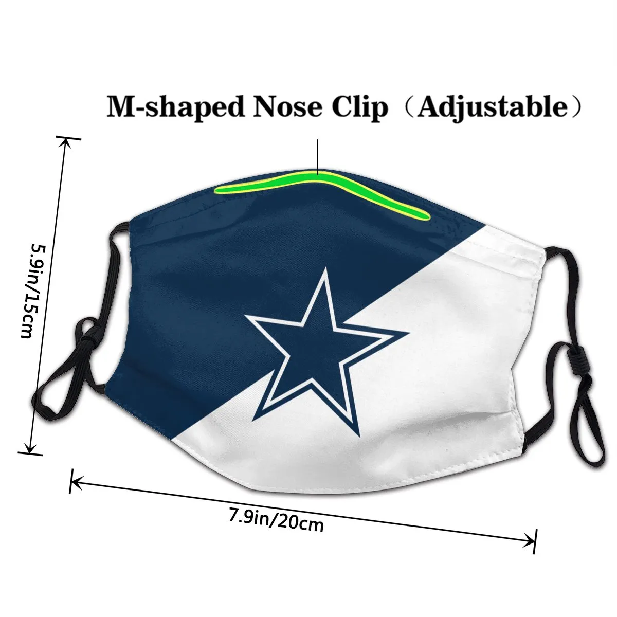 Custom Football Personalized Dallas Cowboys Dust Face Mask With Filters PM 2.5
