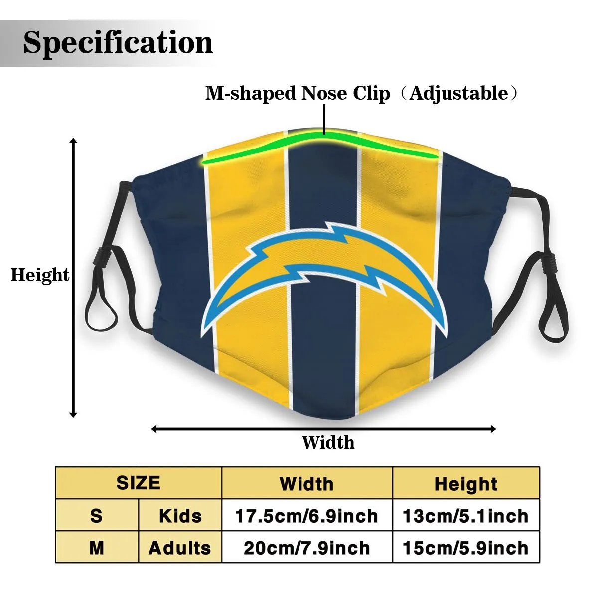 Custom Football Personalized LA.Charger 01- Navy Dust Face Mask With Filters PM 2.5