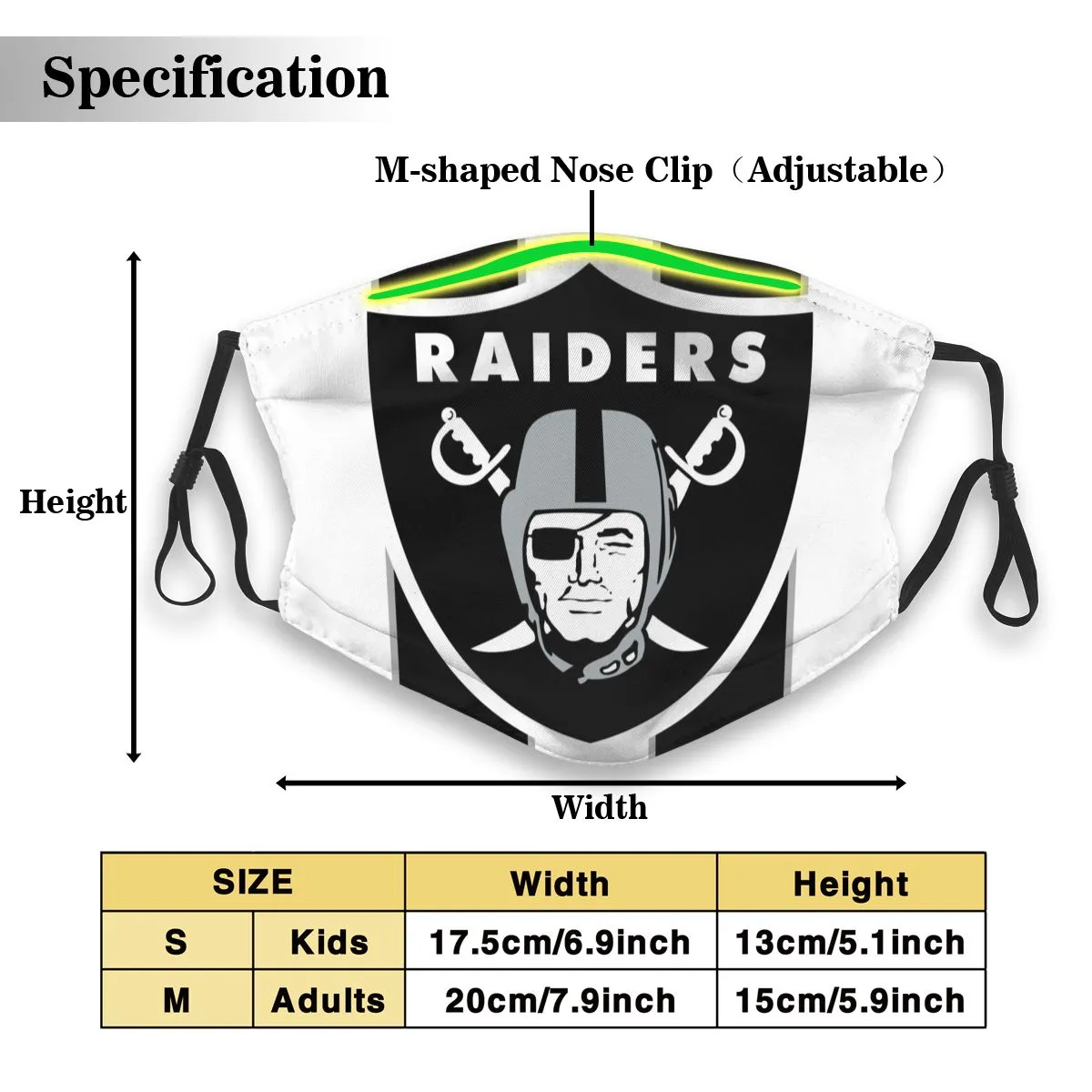 Custom Football Personalized O.Raider 01- White Dust Face Mask With Filters PM 2.5