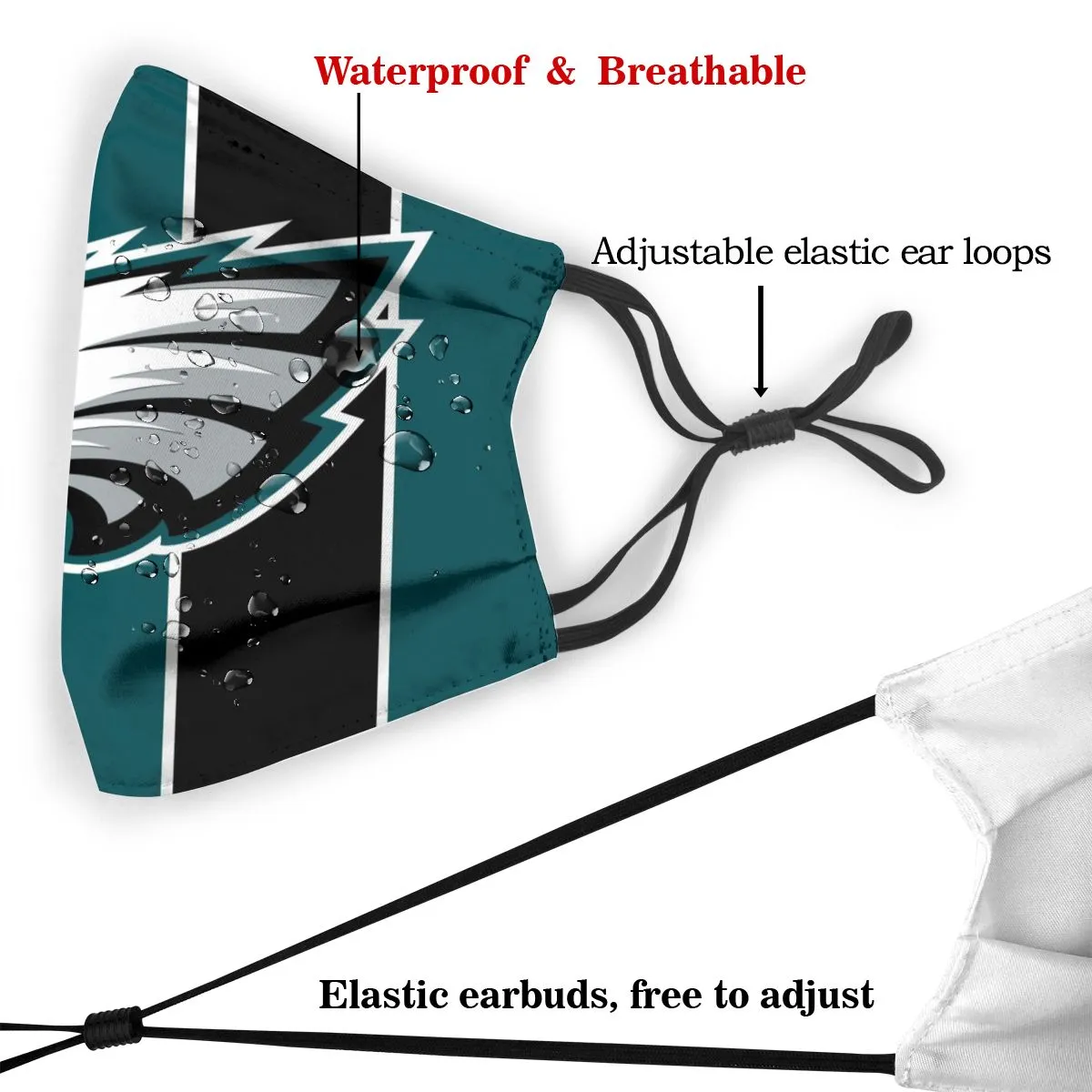 Custom Football Personalized P.Eagle 01-Green Dust Face Mask With Filters PM 2.5