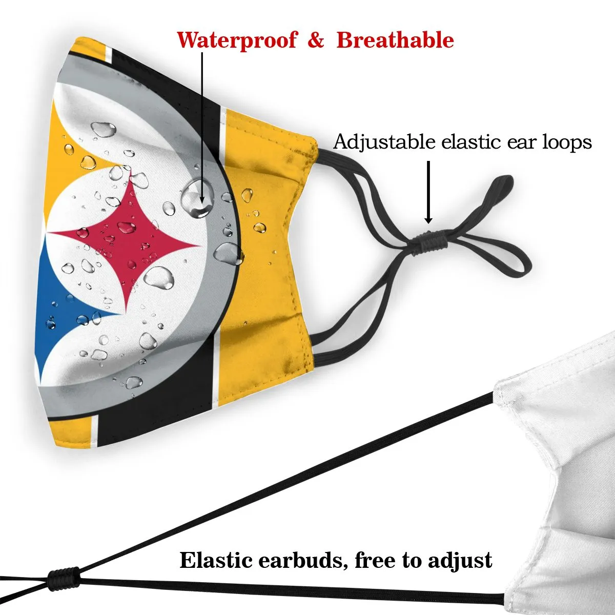Custom Football Personalized P.Steeler 01-Gold Dust Face Mask With Filters PM 2.5