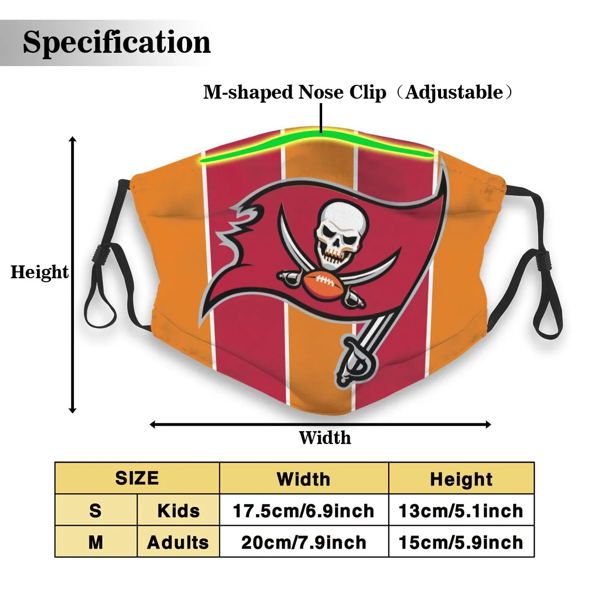 Custom Football Personalized TB.Buccaneer 01- Orange Dust Face Mask With Filters PM 2.5
