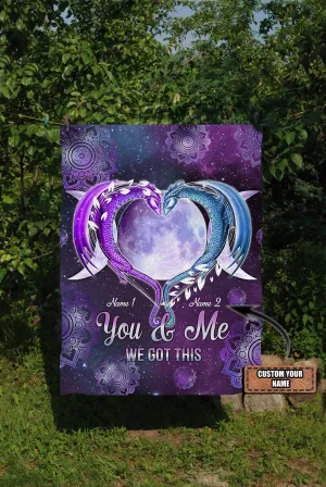 Custom Name - Fleece Blanket - Dragon Couple