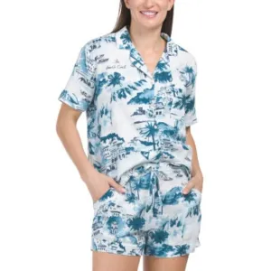 Cynthia Rowley S White Shades of Sea Blue The Amalfi Coast Italy Scapes PJ Set