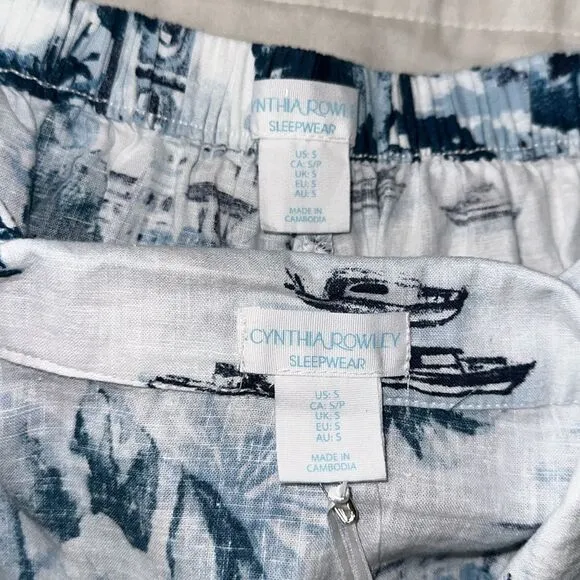 Cynthia Rowley S White Shades of Sea Blue The Amalfi Coast Italy Scapes PJ Set