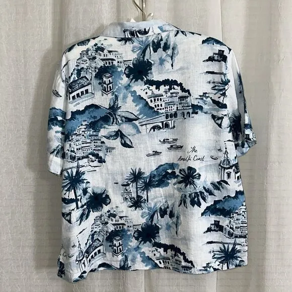 Cynthia Rowley S White Shades of Sea Blue The Amalfi Coast Italy Scapes PJ Set