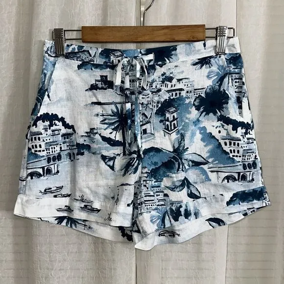 Cynthia Rowley S White Shades of Sea Blue The Amalfi Coast Italy Scapes PJ Set